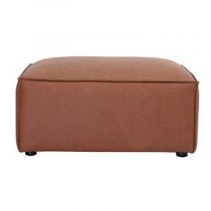 Pouf repose pieds en cuir marron split