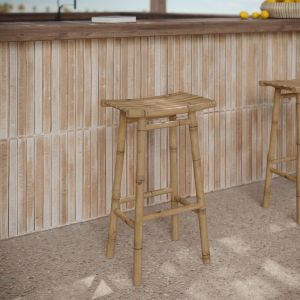 Tabouret de bar ext&eacute;rieur en bambou 74 cm - vadella
