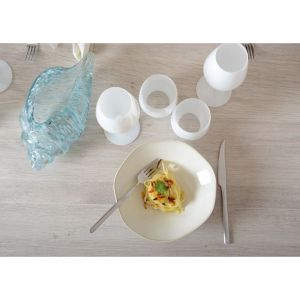 Assiette creuse blanche rosa  - lot de 6