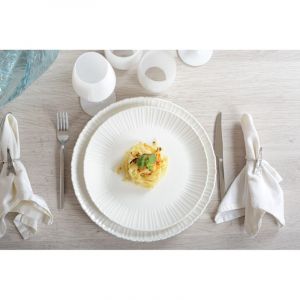 Assiette plate blanche flora  - lot de 6