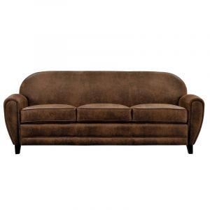 Canap&eacute; 3 places marron vieilli en microfibre - club