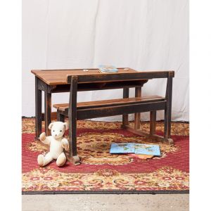 Pupitre d'&eacute;colier double en bois n&deg;554