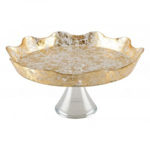 Plat à gâteaux sur pied dentelle dorée