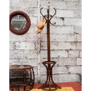 Porte-manteau perroquet en bois fonc&eacute; n&deg;295