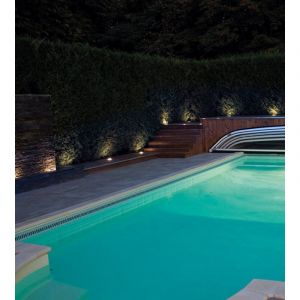 Spot encastrable leds integr&eacute;es abords piscine blanc chaud diam&egrave;tre 10cm