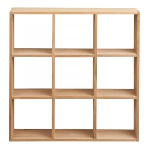 Kaz- &eacute;tag&egrave;re murale 9 cases en bois naturel 46x46 cm