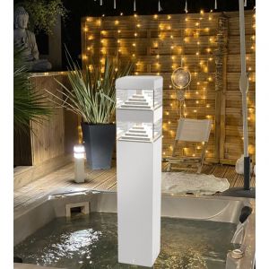 Borne ext&eacute;rieure pyramide piscine 40cm blanc