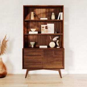 Etag&egrave;re 3 niveaux, 3 tiroirs et 1 porte en teck - waya