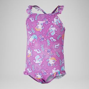 Maillot de bain Fille &agrave; volant et fines bretelles Digital pour Filles Rose kiki/Violeta/Caribe