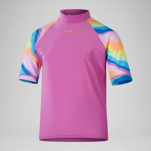 Haut de protection solaire à manches courtes et imprimé Fille pour Filles Rose kiki