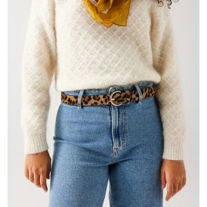 Ceinture en cuir motif l&eacute;opard - XL - Taille XL