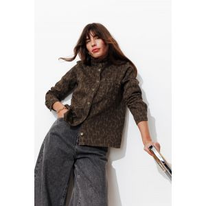 Surchemise l&eacute;opard en toile - 44 - Taille 44