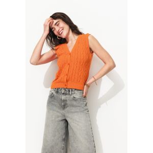 Gilet torsad&eacute; sans manches - S - Taille S