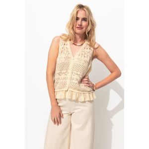 Cardigan crochet sans manches - XS - Taille XS