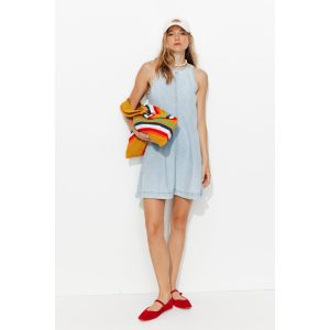 Robe courte trapèze en jean -