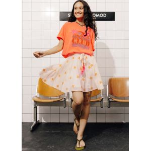 Jupe courte brodée fluo Femme - XL - Taille XL