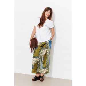Pantalon large satin imprim&eacute; - 48 - Taille 48