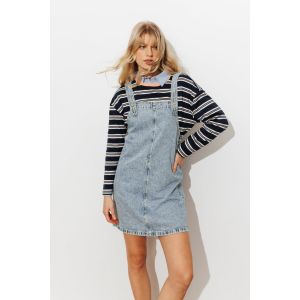 Robe-salopette courte en jean -