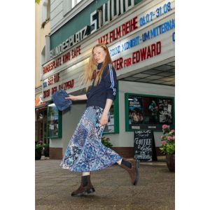 Jupe midi en voile imprim&eacute; -