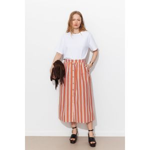 Jupe midi ray&eacute;e Femme -