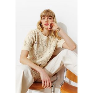 Pull brod&eacute; de fleurs Femme - XL - Taille XL