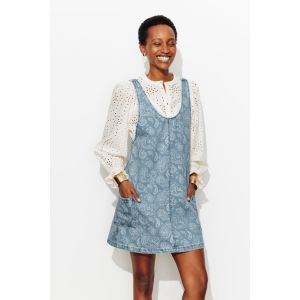 Robe-salopette en jean &agrave; motif - 46 - Taille 46