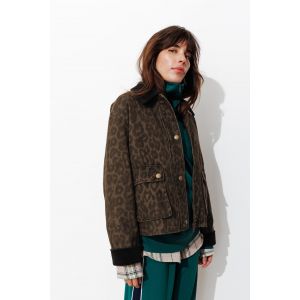 Veste courte en toile l&eacute;opard - 40 - Taille 40