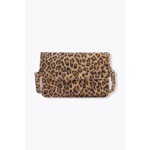 Sac pochette en cuir l&eacute;opard -