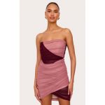 Femme Mini robe bustier en mesh rose clair &agrave; parties contrastantes | Taille 44 - Taille 44