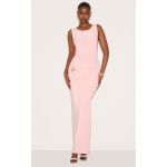 Femme Robe longue doubl&eacute;e rose cendr&eacute; fronc&eacute;e &agrave; empi&egrave;cement | Taille 40 - Taille 40