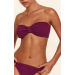 Haut de maillot de bain bandeau crêpé violet noué devant, Violet - Taille XS