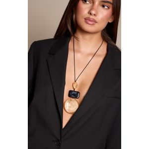 Femme Collier pendentif abstrait ambre fum&eacute; chocolat noir - Taille One Size