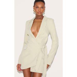 Femme Robe blazer sauge nou&eacute;e sur le c&ocirc;t&eacute; &agrave; d&eacute;collet&eacute; | Taille 40 - Taille 40