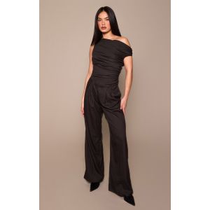 Femme Combinaison large asym&eacute;trique noire &agrave; fines rayures | Taille 34 - Taille 34