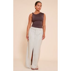 Shape Jupe de tailleur longue gris cendré fendue devant, Ash Grey - Taille 38