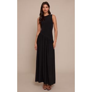 Femme Tall Robe longue asymétrique moulante douce doublée noire | Taille 42 - Taille 42