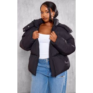 Femme Plus Doudoune oversize noire &agrave; capuche | Taille 48 - Taille 48