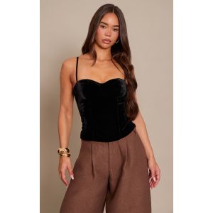 Femme Corset en velours noir &agrave; bretelles fines | Taille 40 - Taille 40