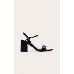 Sandales petit talon en PU noir basiques à détail bride, Noir - Taille 37