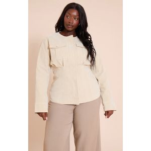 Femme Plus Veste en su&eacute;dine &eacute;crue &agrave; boutons cach&eacute;s et taille cintr&eacute;e Ecru | Taille 48 - Taille 48