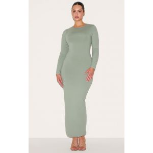 Femme Shape Robe longue sculpt vert sauge &agrave; manches longues | Taille Large - Taille L