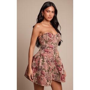 Femme Robe bustier droite rose style tapisserie | Taille 32 - Taille 32