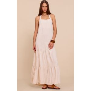 Femme Robe longue texturée non colorée à dos nu et taille tombante | Taille 40 - Taille 40