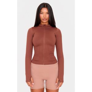 Femme Veste de sport chocolat&eacute;e sans coutures | Taille 2XL - Taille 2XL