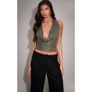 Femme Top noir paillet&eacute; pliss&eacute; &agrave; col b&eacute;nitier | Taille 40 - Taille 40