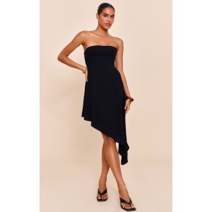 Robe bustier mi-longue texturée noire, Noir - Taille 38