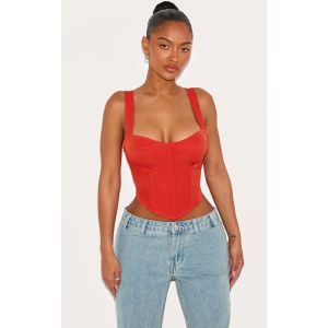 Shape Crop top style corset orange en maille tissée, Orange - Taille 34