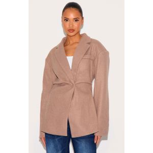 Blazer cintré en effet laine marron, Marron - Taille 40