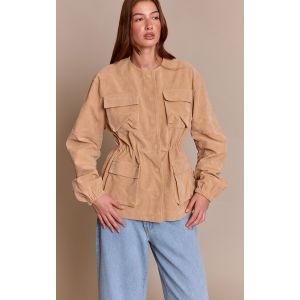 Femme Veste structur&eacute;e en su&eacute;dine sable &agrave; taille ajustable et poches | Taille 34 - Taille 34