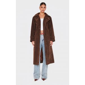 Femme Trench en su&eacute;dine chocolat &agrave; ceinture boucl&eacute;e | Taille 38 - Taille 38